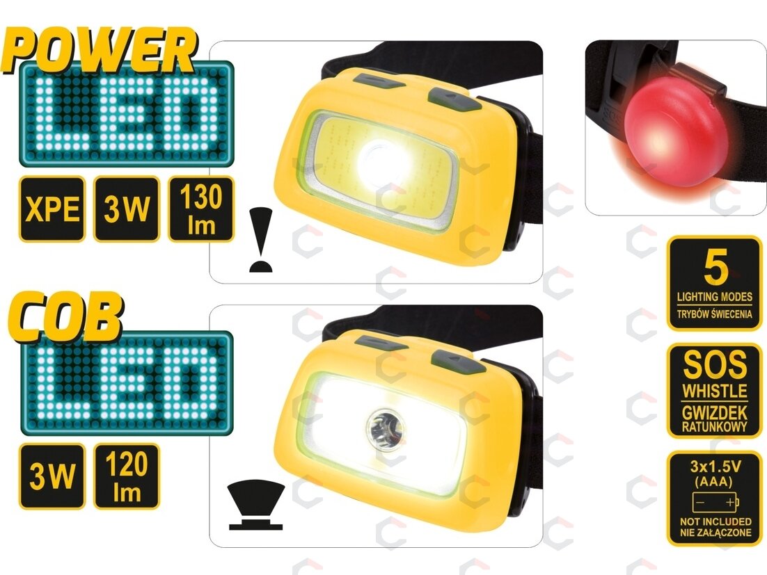 Prožektorius dedamas ant galvos XPE CREE 3W + COB LED 3W (88678) 5 Prožektorius dedamas ant galvos XPE CREE 3W + COB LED 3W (88678) 5
