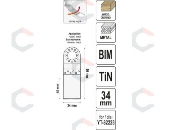 Priedas daugiafunkciniam įrankiui | BIM-TIN | 90 mm / 34 mm (YT-34702) 3 Priedas daugiafunkciniam įrankiui | BIM-TIN | 90 mm / 34 mm (YT-34702) 3