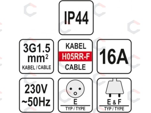 Prailginimo kabelis guminis IP44, 3x1,5mm2 10m (YT-81021) 5 Prailginimo kabelis guminis IP44, 3x1,5mm2 10m (YT-81021) 5