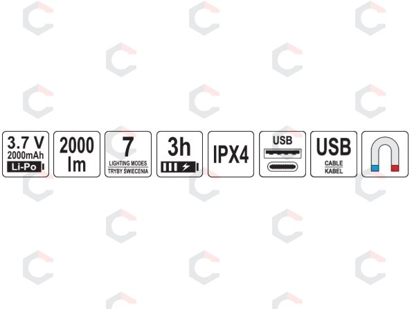 Prožektorius akumuliatorinis | 20W 2000 lm (YT-085611) 7 Prožektorius akumuliatorinis | 20W 2000 lm (YT-085611) 7
