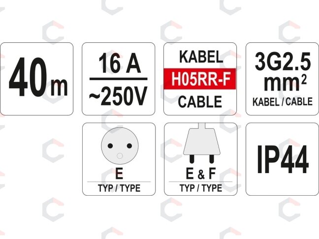 Prailginimo kabelis 3x2,5mm2 (3G2,5mm) 40m (YT-8102) 5