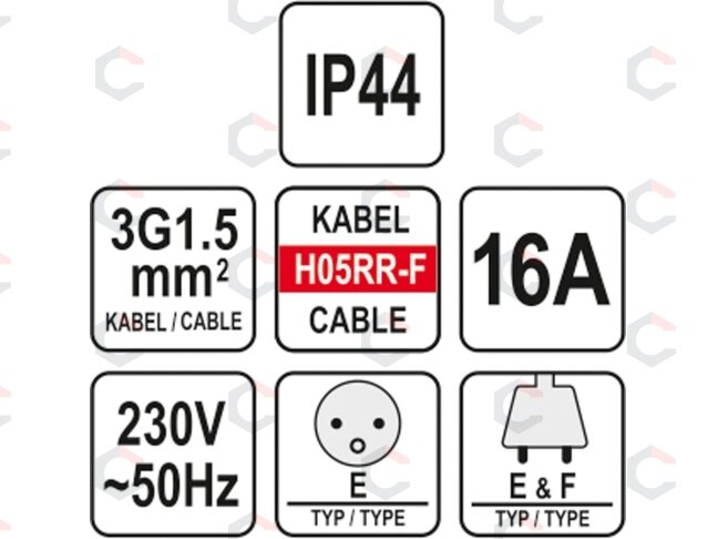 Prailginimo kabelis guminis IP44, 3x1,5mm2 20m (YT-81022) 5 Prailginimo kabelis guminis IP44, 3x1,5mm2 20m (YT-81022) 5