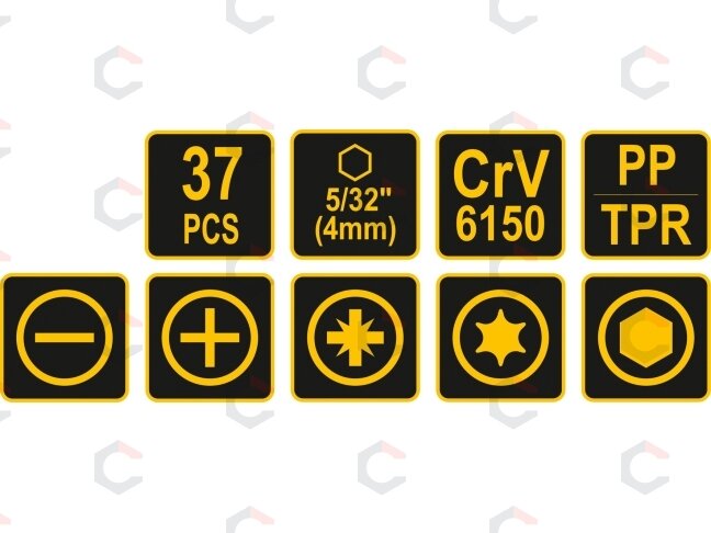Precizinis atsuktuvas su galvutėmis ir preciziniais antgaliais | 37 vnt. (65022) 3 Precizinis atsuktuvas su galvutėmis ir preciziniais antgaliais | 37 vnt. (65022) 3