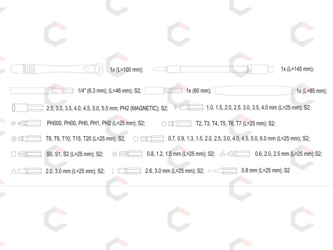 Precizinių antgalių rinkinys telefonui | 61 vnt. (YT-25760) 6 Precizinių antgalių rinkinys telefonui | 61 vnt. (YT-25760) 6