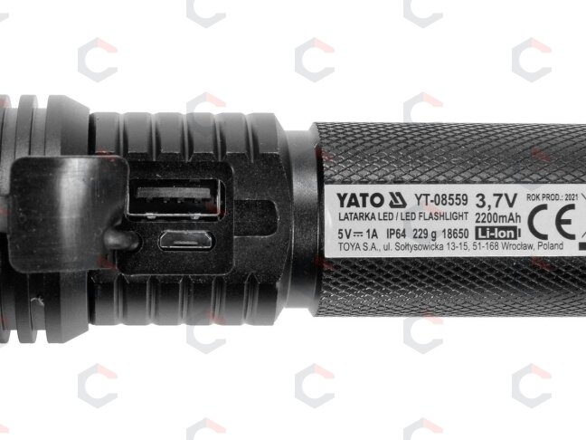 Prožektorius 10W 900LM IP64, LI-ION 3,7V 2200MAH 200M, POWERBANK, ZOOM | Akumuliatorinis (YT-08559) 4
