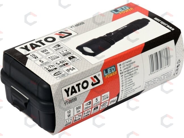 Prožektorius 10W 900LM IP64, LI-ION 3,7V 2200MAH 200M, POWERBANK, ZOOM | Akumuliatorinis (YT-08559) 5