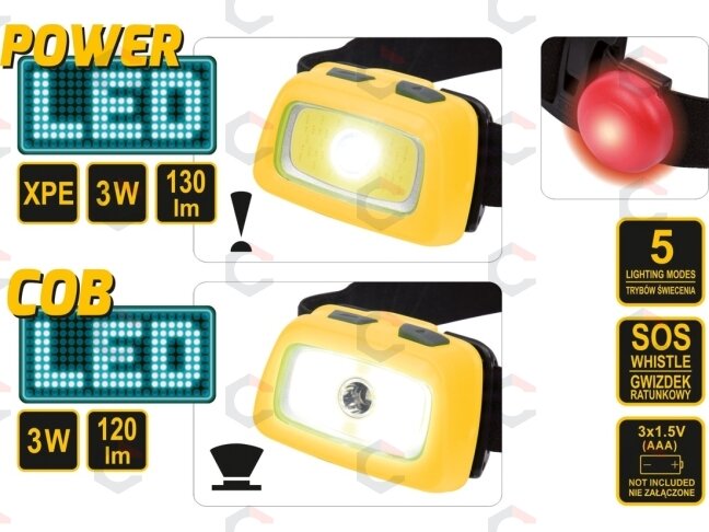 Prožektorius dedamas ant galvos XPE CREE 3W + COB LED 3W (88678) 5 Prožektorius dedamas ant galvos XPE CREE 3W + COB LED 3W (88678) 5