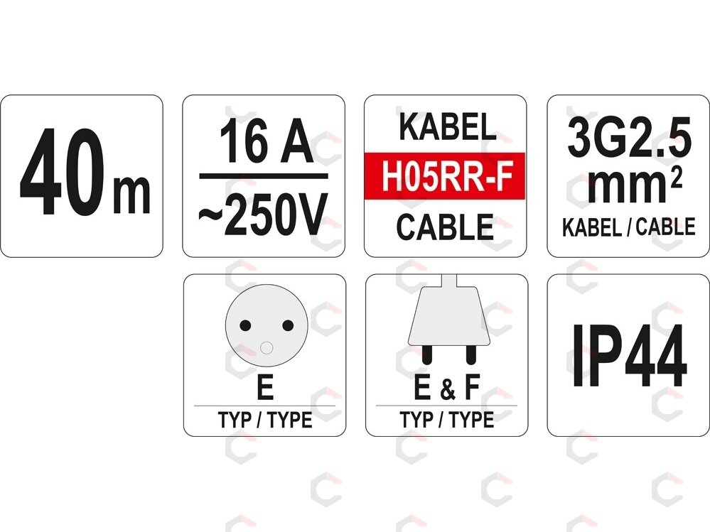 Prailginimo kabelis 3x2,5mm2 (3G2,5mm) 40m (YT-8102) 5 Prailginimo kabelis 3x2,5mm2 (3G2,5mm) 40m (YT-8102) 5