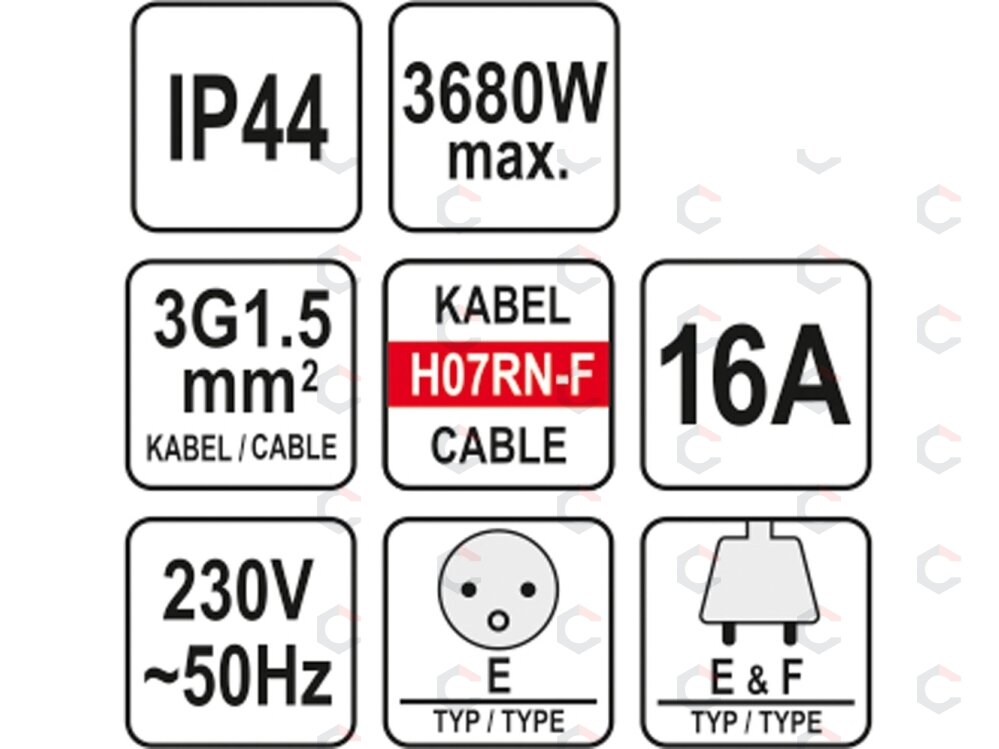 Prailginimo kabelis guminis IP44, 3x1,5mm² 20 m su 3 rozečių lizdais (YT-81162) 1 Prailginimo kabelis guminis IP44, 3x1,5mm² 20 m su 3 rozečių lizdais (YT-81162) 1
