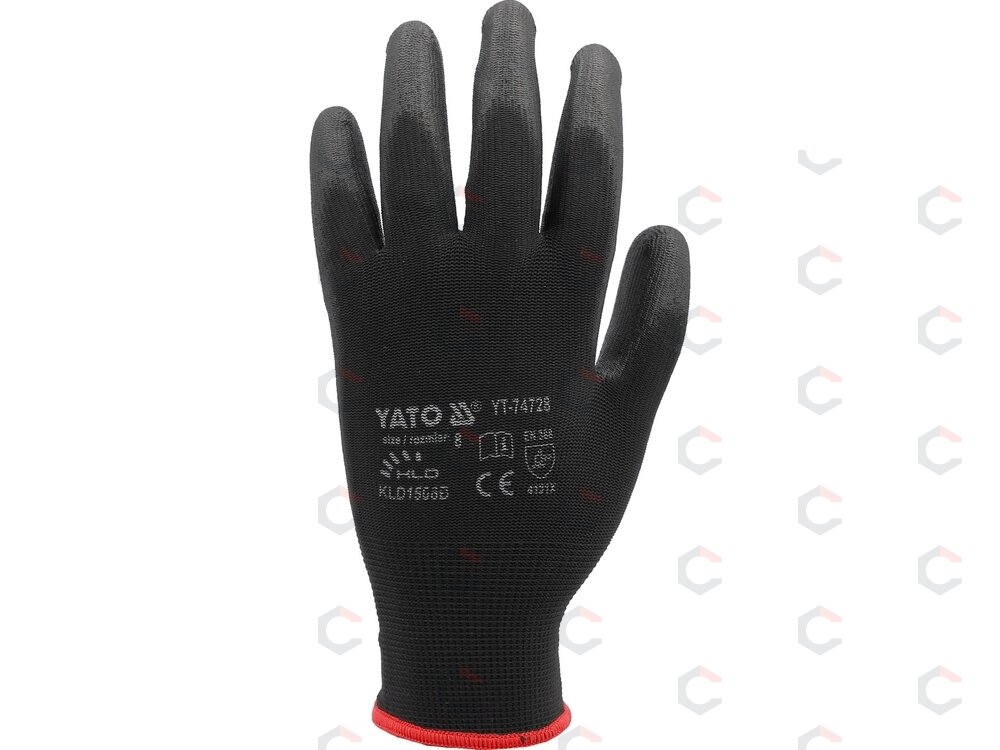 Apsauginės pirštinės VOREL | nailoninės | dengtos PU | 9 dydis (YT-74729) 2 Apsauginės pirštinės VOREL | nailoninės | dengtos PU | 9 dydis (YT-74729) 2