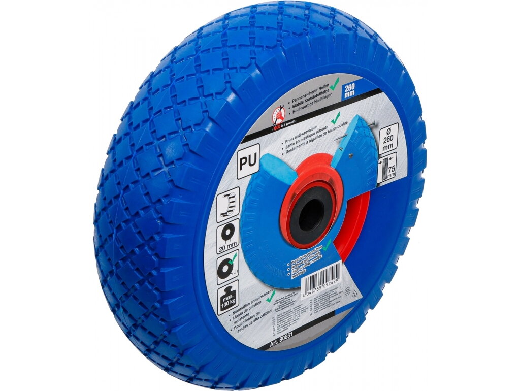 Nepripučiamas PU ratas vežimėliui, Ø 260 mm, 100 kg BGS DIY (80650) 2 Nepripučiamas PU ratas vežimėliui, Ø 260 mm, 100 kg BGS DIY (80650) 2