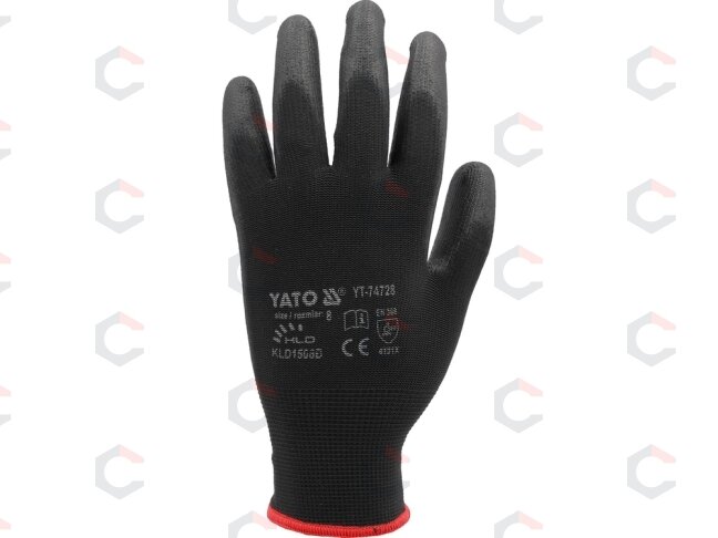 Apsauginės pirštinės VOREL | nailoninės | dengtos PU | 9 dydis (YT-74729) 2 Apsauginės pirštinės VOREL | nailoninės | dengtos PU | 9 dydis (YT-74729) 2