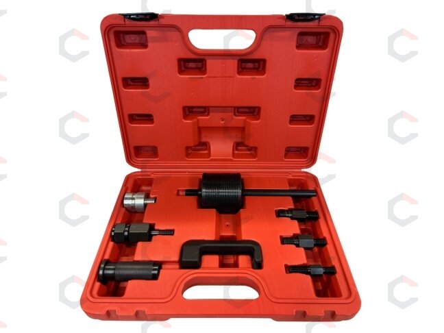 Purkštukų iškalėjų rinkinys su atbuliniu plaktuku ir adapteriais | 9 vnt. (XC8717R) Purkštukų iškalėjų rinkinys su atbuliniu plaktuku ir adapteriais | 9 vnt. (XC8717R)