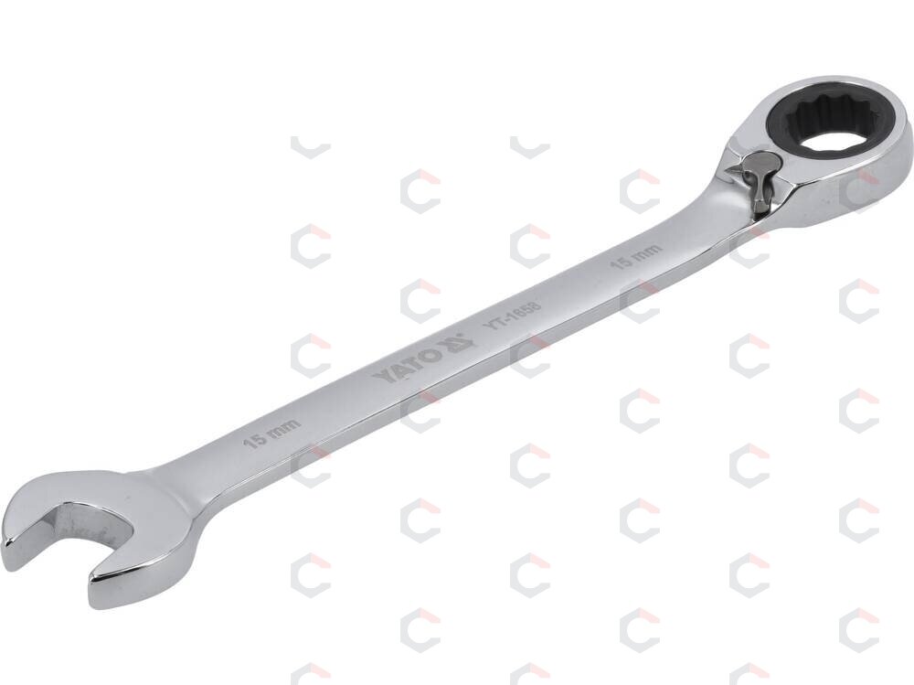 Raktas su terkšle reversinis | 15 mm (YT-1658) Raktas su terkšle reversinis | 15 mm (YT-1658)