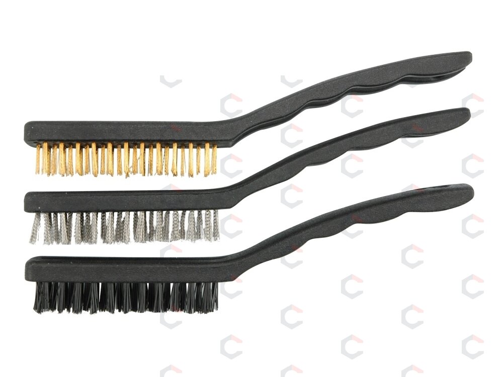 Rankinių šepečių rinkinys | žalvarinis / plieninis / nailoninis | 230 mm | 3 vnt. (06964) Rankinių šepečių rinkinys | žalvarinis / plieninis / nailoninis | 230 mm | 3 vnt. (06964)