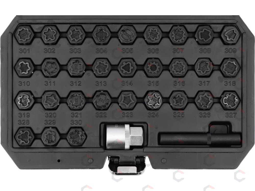 Ratų varžtų slapukų rinkinys – MERCEDES, profesionalus – 32 vnt, 1/2" (YT-060390) 1 Ratų varžtų slapukų rinkinys – MERCEDES, profesionalus – 32 vnt, 1/2" (YT-060390) 1