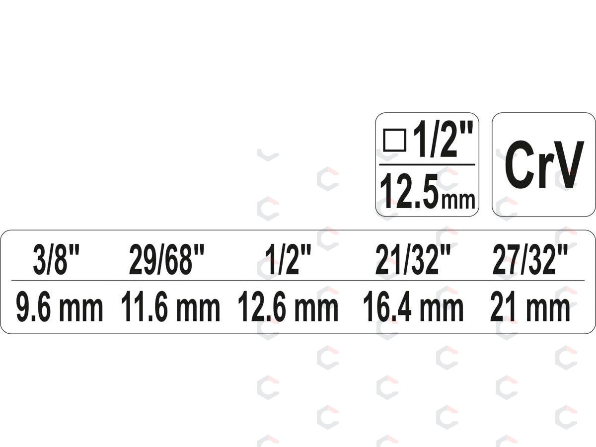 Raktas pakopinis | 9,6 / 11,6 / 12,6 / 16,4 / 21 mm (YT-03316) 3