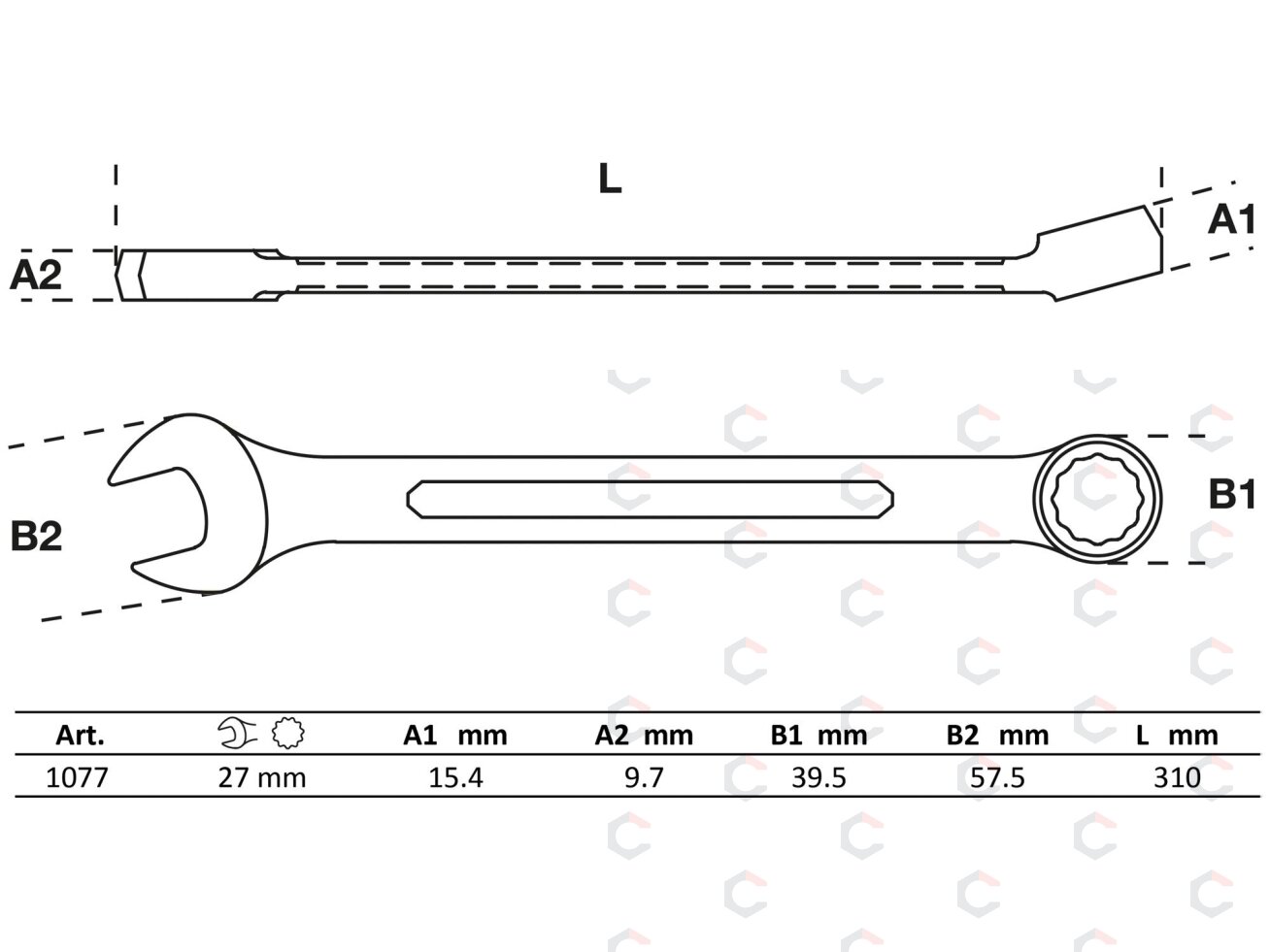 Raktas kombinuotas | 27 mm (1077) 1 Raktas kombinuotas | 27 mm (1077) 1