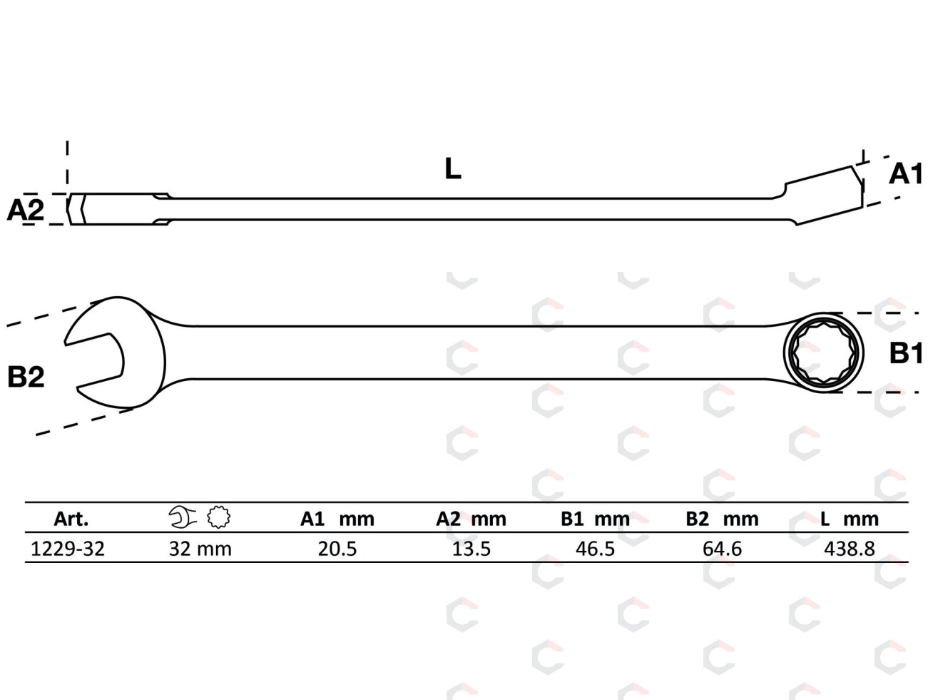 Raktas kombinuotas | ilgas tipas | 32 mm (1229-32) 3 Raktas kombinuotas | ilgas tipas | 32 mm (1229-32) 3