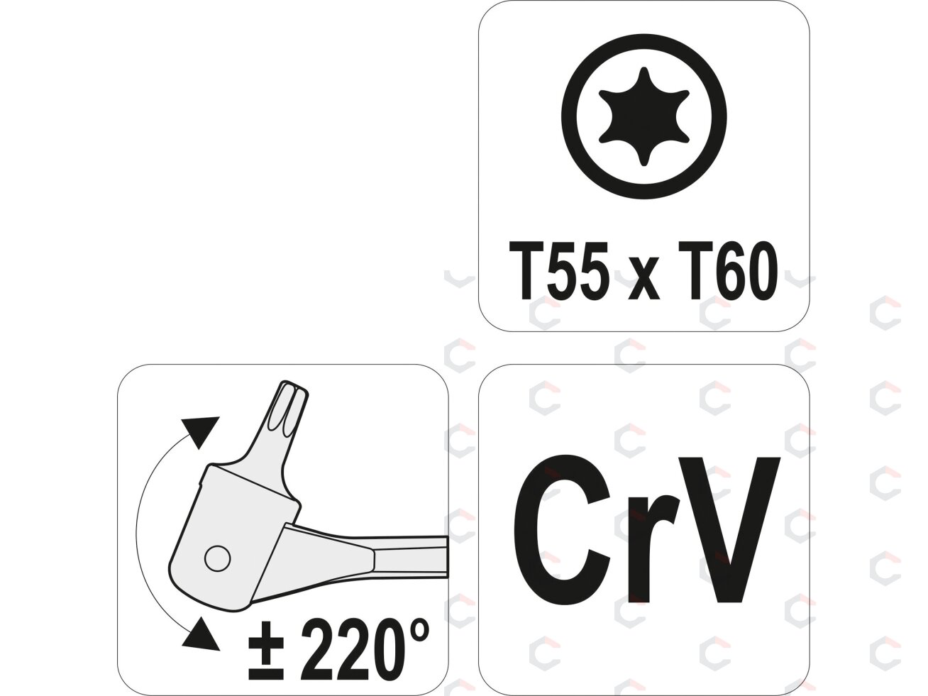 Raktas šarnyrinis dvipusis | T-Star (Torx) T55XT60 (YT-05315) 3 Raktas šarnyrinis dvipusis | T-Star (Torx) T55XT60 (YT-05315) 3