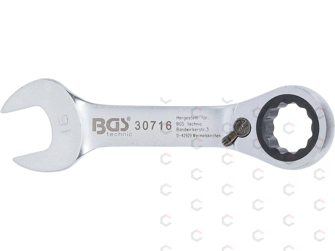 Raktas su terkšle | trumpas | su reversu | 16 mm (30716) 2 Raktas su terkšle | trumpas | su reversu | 16 mm (30716) 2