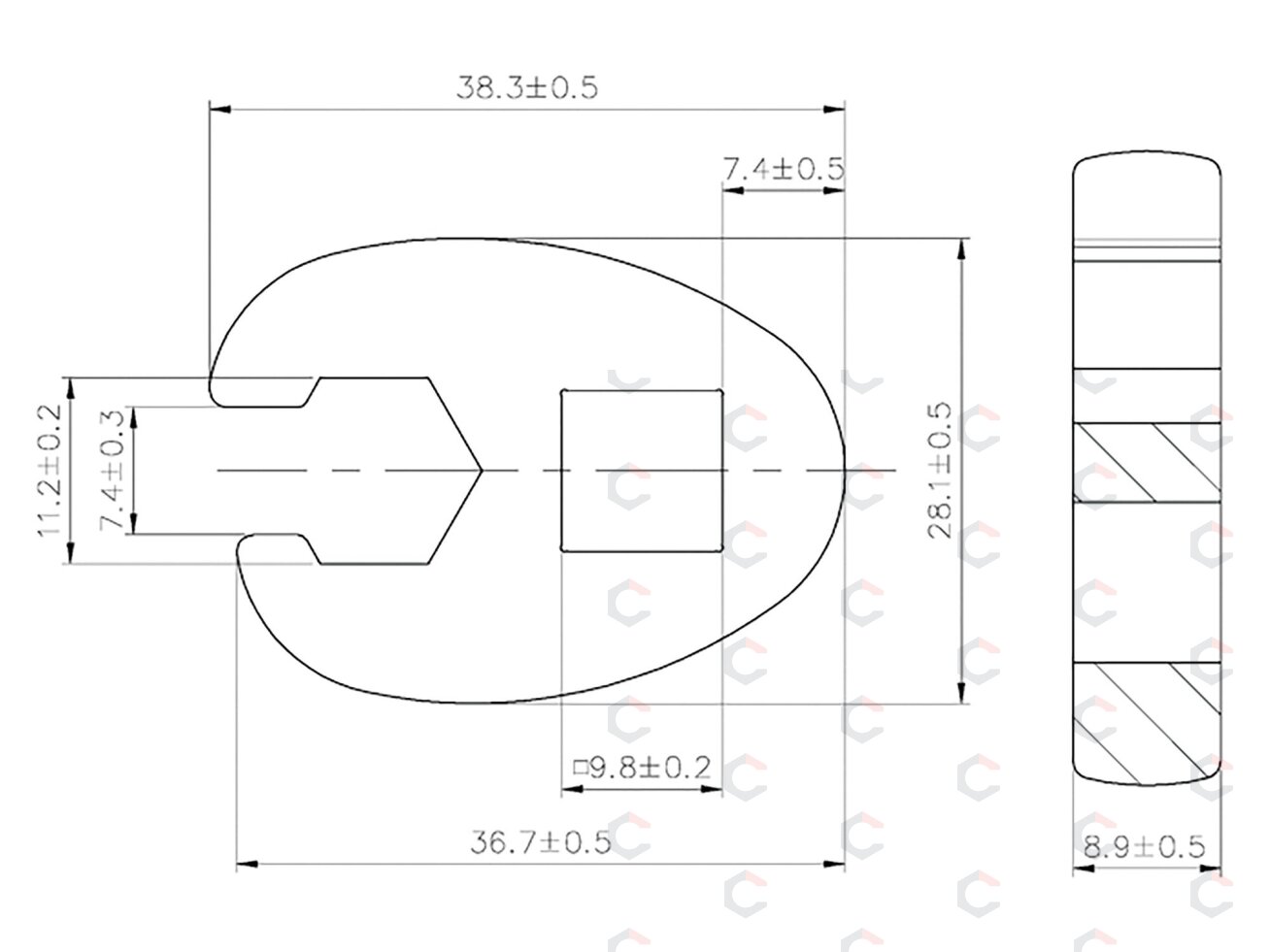 Raktas "varnos koja" | 10 mm (3/8") | 11 mm (1756-11) 2 Raktas "varnos koja" | 10 mm (3/8") | 11 mm (1756-11) 2