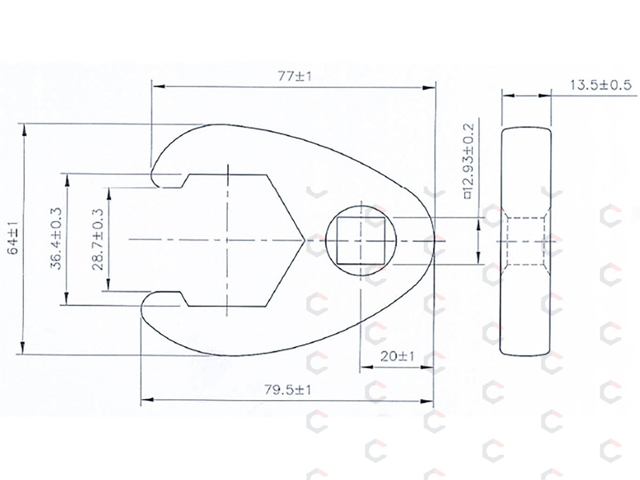 Raktas varnos koja | 12.5 mm (1/2") | 36 mm (1759-36) 3