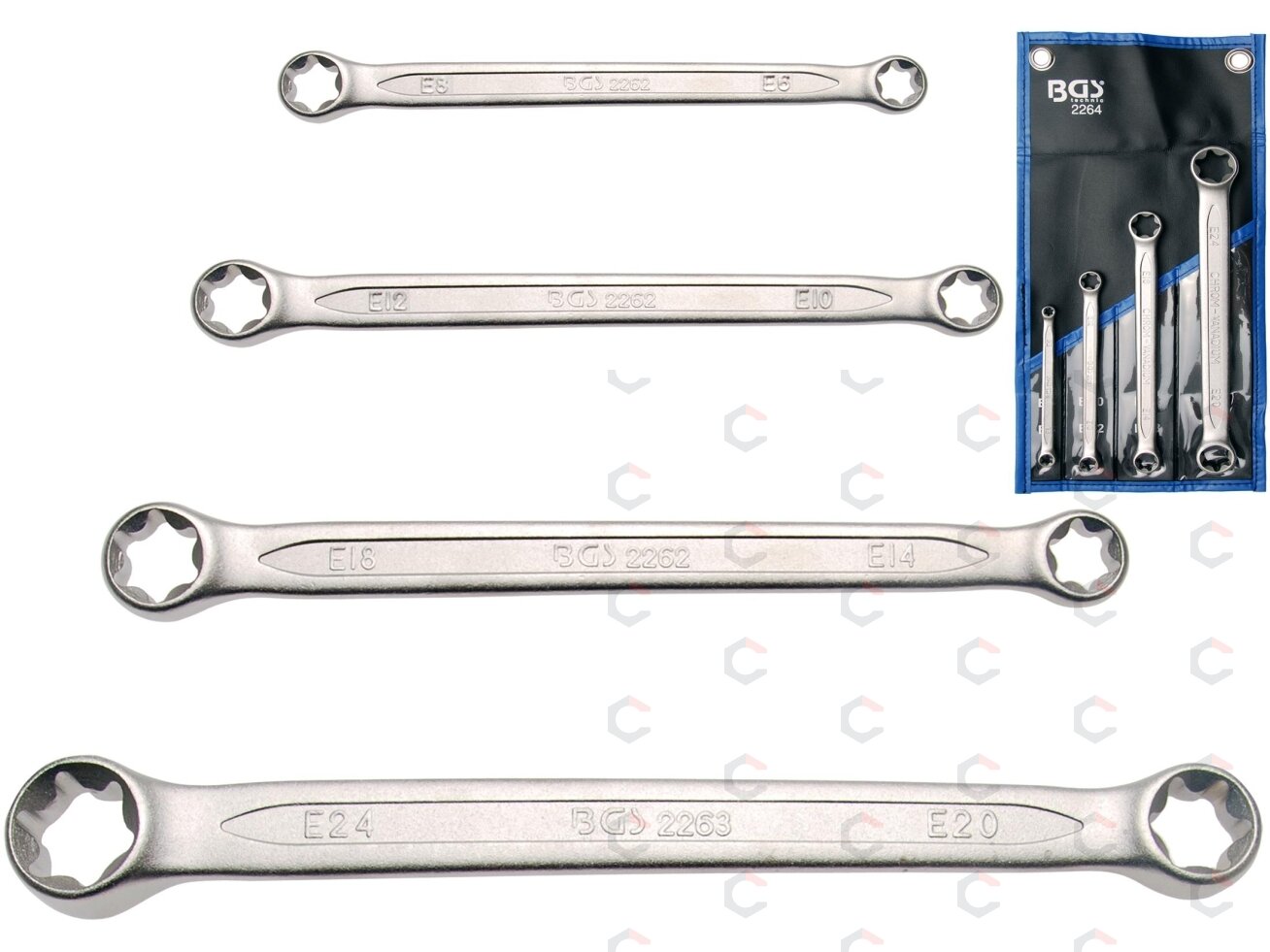 Raktų rinkinys E tipo (torx) galvutėmis | E6xE8 - E20xE24 | 4 vnt. (2264) 2 Raktų rinkinys E tipo (torx) galvutėmis | E6xE8 - E20xE24 | 4 vnt. (2264) 2