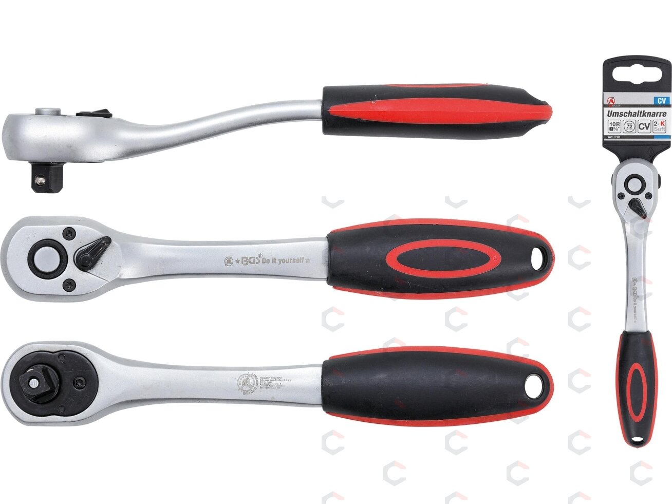 Rankena galvutėms terkšlinė | smulkūs dantukai | 10 mm (3/8") (518) 6 Rankena galvutėms terkšlinė | smulkūs dantukai | 10 mm (3/8") (518) 6