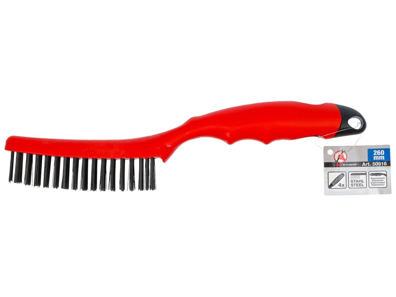 Rankinis plieninės vielos šepetys BGS DIY | 4 eilės | 260 mm (50916) 3