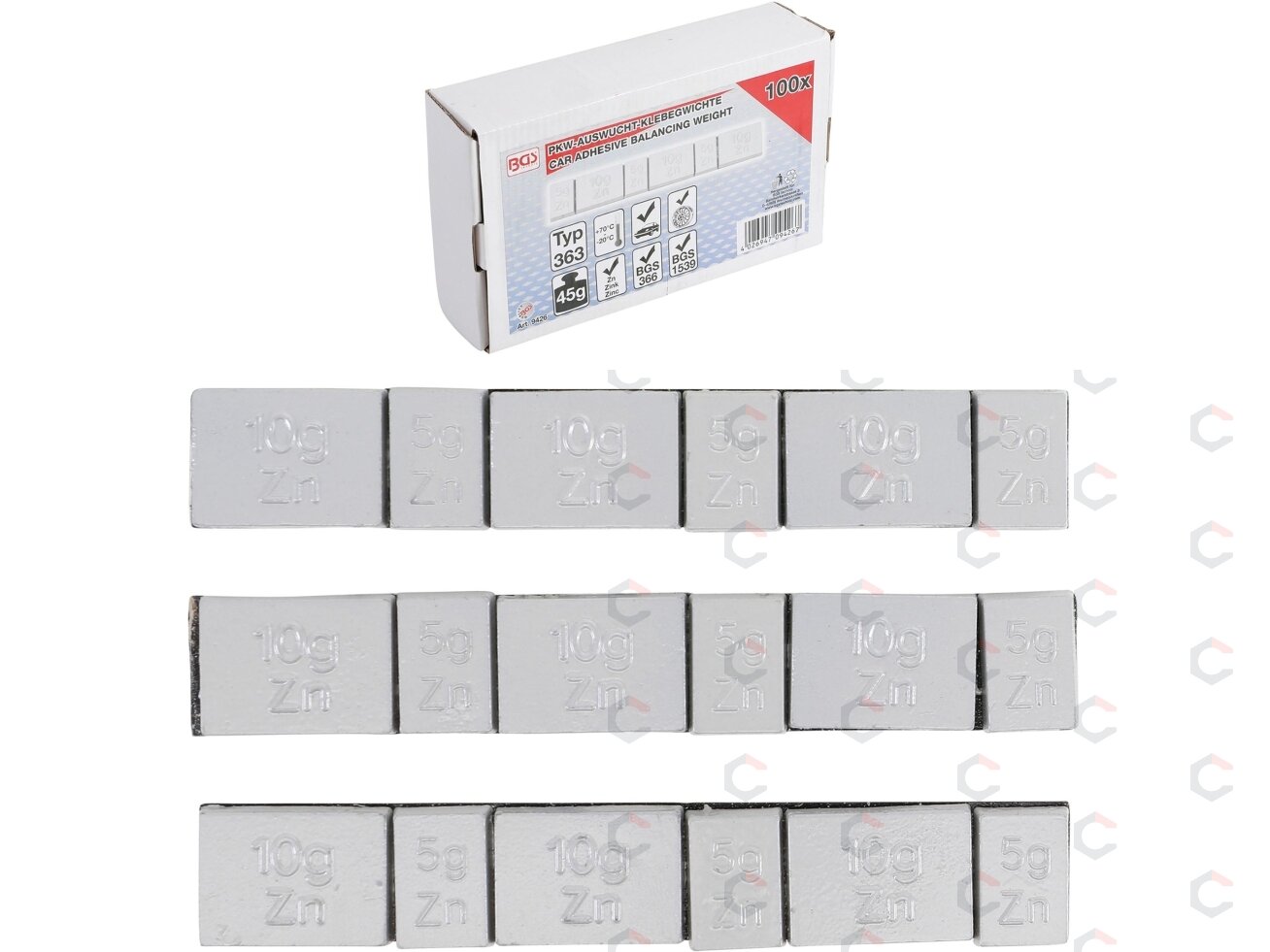 Ratų balansavimo svareliai | Medžiaga: cinkas | Tipas 363 | 45 g | 100 vnt. (9426) Ratų balansavimo svareliai | Medžiaga: cinkas | Tipas 363 | 45 g | 100 vnt. (9426)