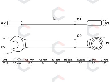 Raktas kombinuotas terkšlinis | 17 mm (6517) Raktas kombinuotas terkšlinis | 17 mm (6517)