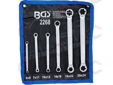 Raktų rinkinys E tipo (torx) galvutėmis | E6xE8 - E20xE24 | 6 vnt. (2268)