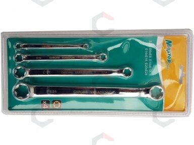 Raktų rinkinys E tipo (torx) žiedo galvutėmis | E6xE8 - E20xE24 | 4 vnt. (A39414)