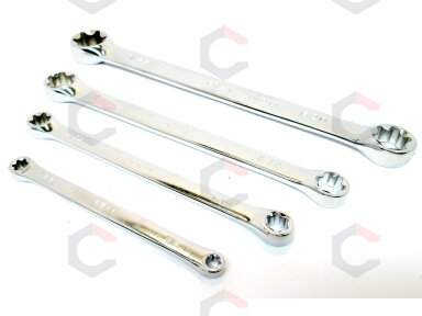 Raktų rinkinys E tipo (torx) žiedo galvutėmis | E6xE8 - E20xE24 | 4 vnt. (A39414)