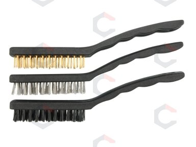 Rankinių šepečių rinkinys | žalvarinis / plieninis / nailoninis | 170mm | 3 vnt. (06963) Rankinių šepečių rinkinys | žalvarinis / plieninis / nailoninis | 170mm | 3 vnt. (06963)