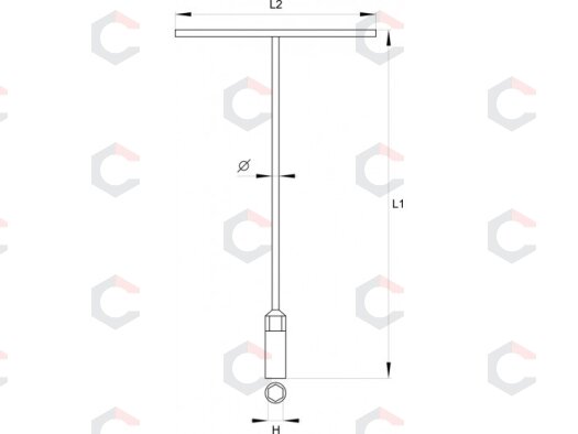 Rankena su galvute T- tipo 310х200mm, 8mm (YT-1571) 1 Rankena su galvute T- tipo 310х200mm, 8mm (YT-1571) 1