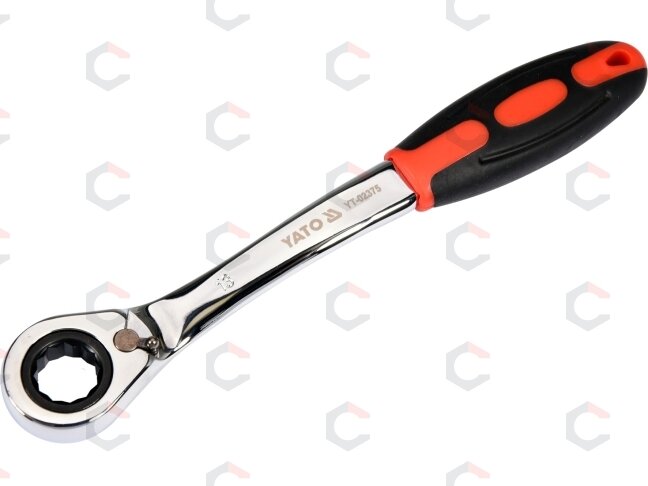 Raktas kilpinis lenktas su terkšle | reversinis | 13 mm (YT-02375) 3 Raktas kilpinis lenktas su terkšle | reversinis | 13 mm (YT-02375) 3