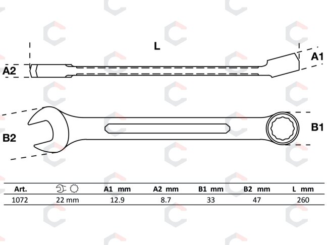 Raktas kombinuotas | 22 mm (1072) 1 Raktas kombinuotas | 22 mm (1072) 1