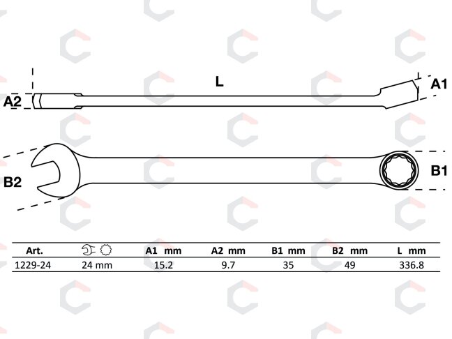Raktas kombinuotas | ilgas tipas | 24 mm (1229-24) 2
