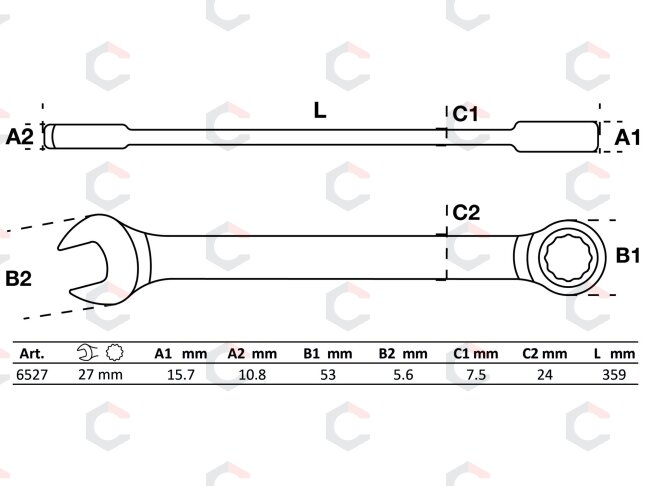 Raktas kombinuotas terkšlinis | 27 mm (6527) 1 Raktas kombinuotas terkšlinis | 27 mm (6527) 1