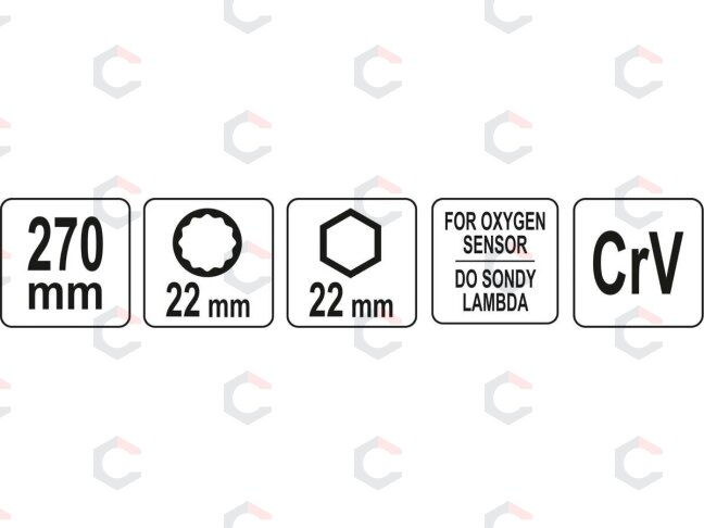 Raktas lambda zondui / deguonies davikliui dvipusis | 22 mm (YT-17515) 5 Raktas lambda zondui / deguonies davikliui dvipusis | 22 mm (YT-17515) 5