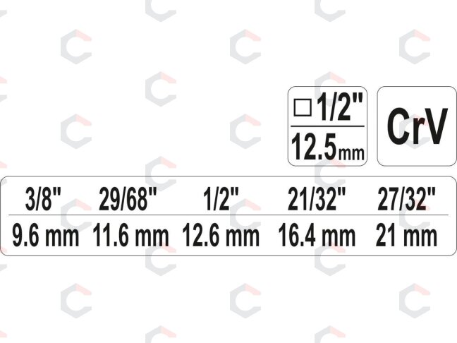 Raktas pakopinis | 9,6 / 11,6 / 12,6 / 16,4 / 21 mm (YT-03316) 3