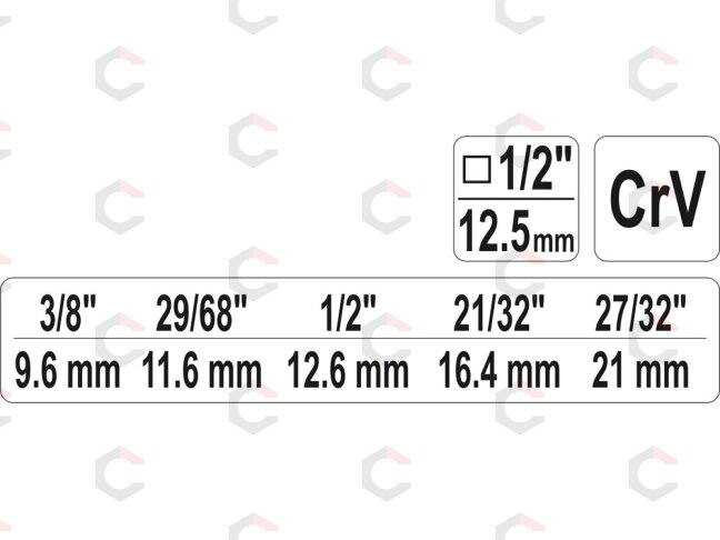 Raktas pakopinis | 9,6 / 11,6 / 12,6 / 16,4 / 21 mm (YT-03316) 6 Raktas pakopinis | 9,6 / 11,6 / 12,6 / 16,4 / 21 mm (YT-03316) 6