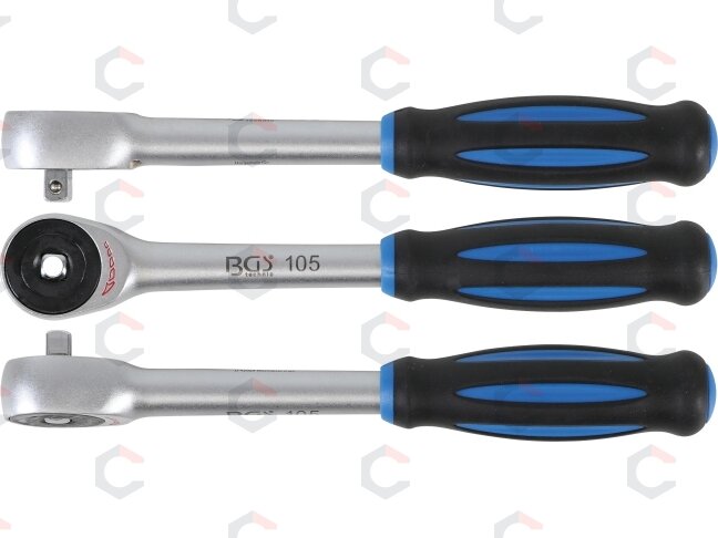 Rankena galvutėms terkšlinė | su rotacine rankena | 6.3 mm (1/4") (105) 6 Rankena galvutėms terkšlinė | su rotacine rankena | 6.3 mm (1/4") (105) 6