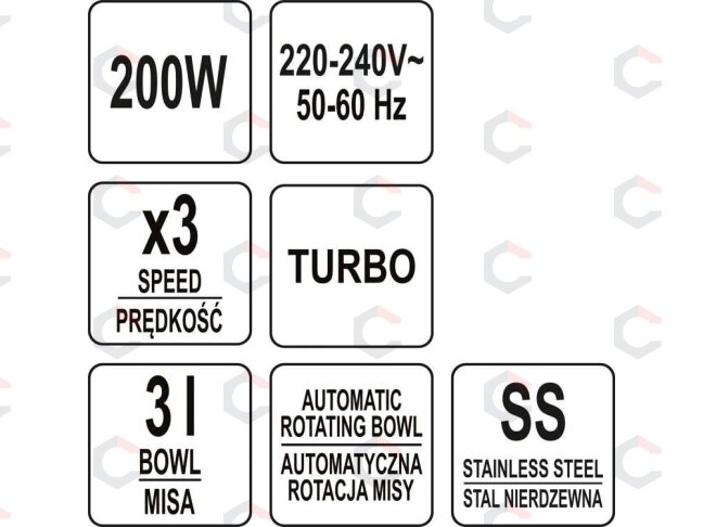 Rankinis mikseris / plakiklis | nerūdijančio plieno indas | 200-250W (67790) 9 Rankinis mikseris / plakiklis | nerūdijančio plieno indas | 200-250W (67790) 9