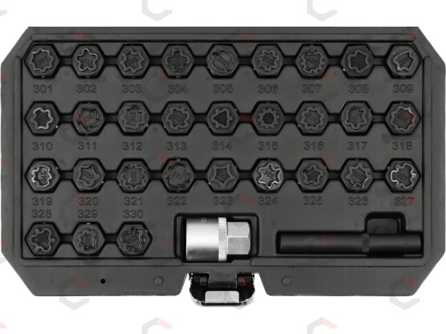 Ratų varžtų slapukų rinkinys – MERCEDES, profesionalus – 32 vnt, 1/2" (YT-060390) 1 Ratų varžtų slapukų rinkinys – MERCEDES, profesionalus – 32 vnt, 1/2" (YT-060390) 1