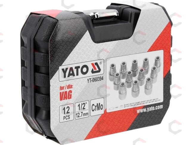 Ratų varžtų slapukų rinkinys – VAG, profesionalus – 12 vnt, 1/2" (YT-060394) 4 Ratų varžtų slapukų rinkinys – VAG, profesionalus – 12 vnt, 1/2" (YT-060394) 4