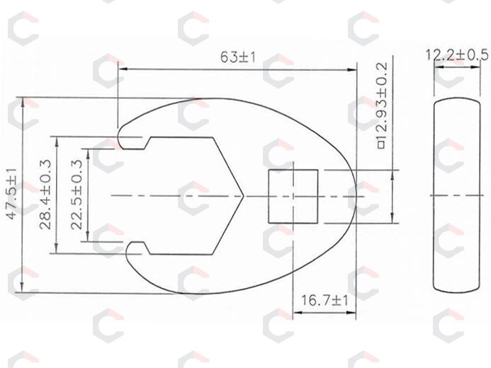 Raktas varnos koja | 12,5 mm (1/2") | 28 mm (1757-28) 1 Raktas varnos koja | 12,5 mm (1/2") | 28 mm (1757-28) 1