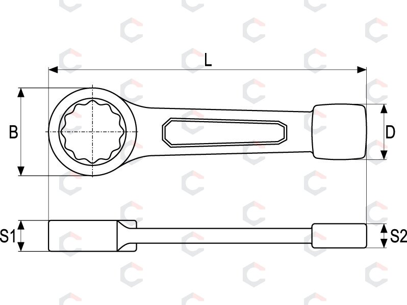 Raktas smūginis kilpinis | 41 mm (YT-1607) 1